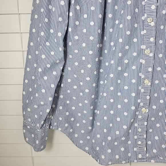 TALBOTS Striped Polka-dot Button-Down Shirt - Picture 4 of 13